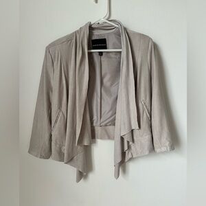 Rock & Republic Women's Draped Open-Front Jacket in Shimmery Light Taupe